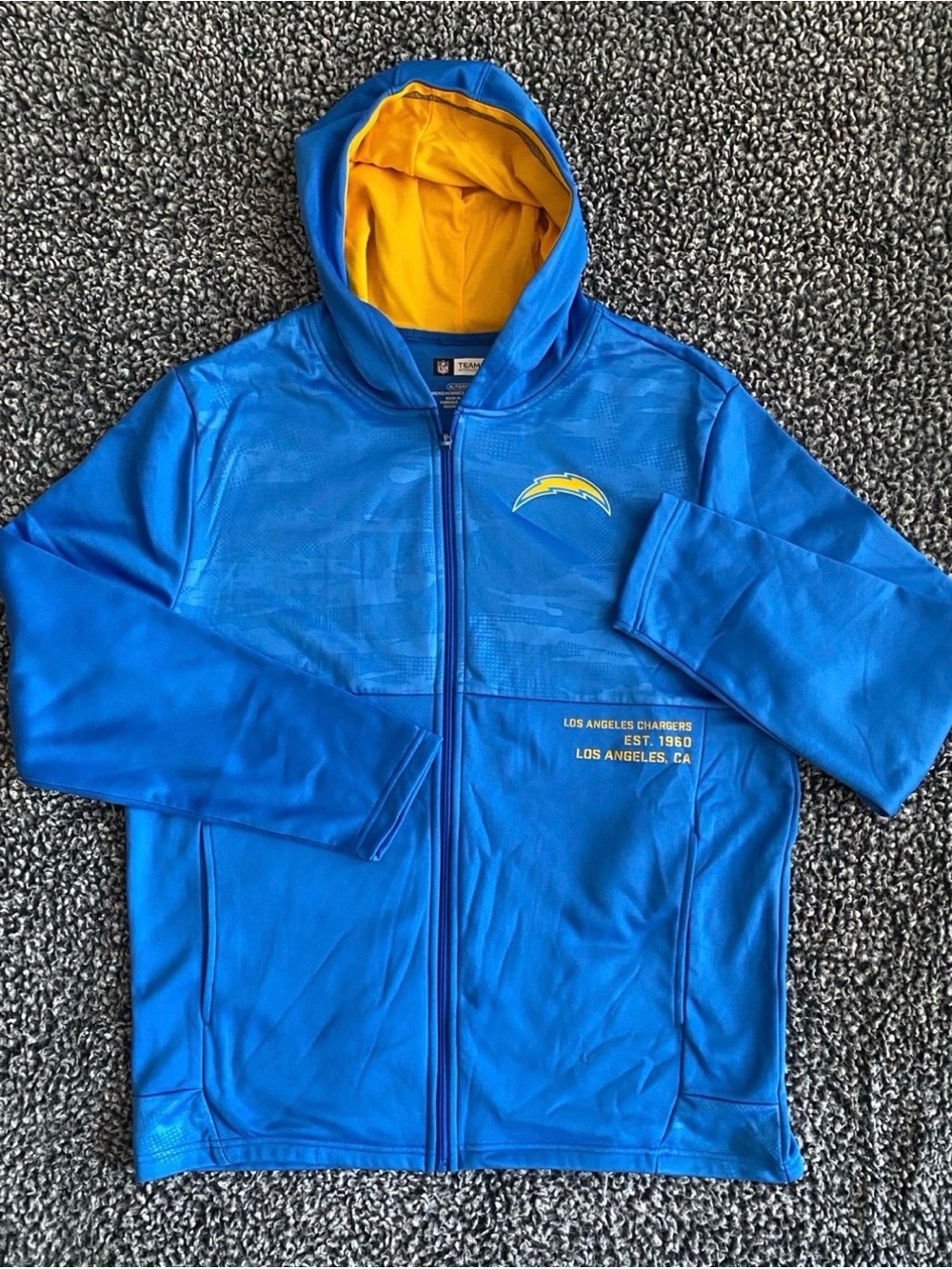 Men’s Los Angeles Chargers Jacket, Full Zip Hoodie, NEW